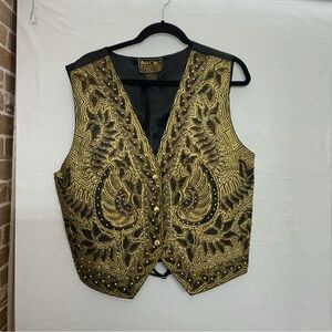 Vintage vest  hand hand-set stones Gold